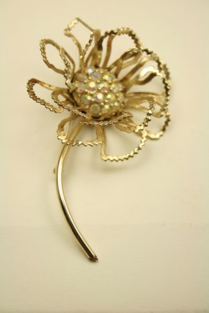 Vintage Sarah Coventry Illusion Pin Brooch, Gold tone 