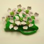 Cute Vintage Metal Enamel Pin, Lily Pad with Flowers