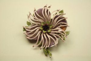 Vintage Enamel Pin, Lilac with center purple rhinestone