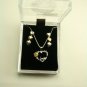Sterling Silver and Goldtone Heart Drop Earrings and Matching 18"" Heart Necklace