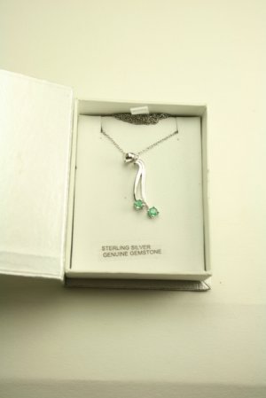 Sterling Silver 18"" Necklace with Gemstone Pendant