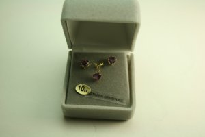 10KT Gold Gemstone Earrings and Pendant