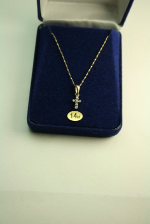 14KT Gold Diamond Cross Necklace