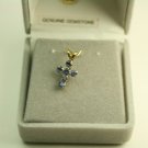 10KT Gold Gemstone Cross Pendant