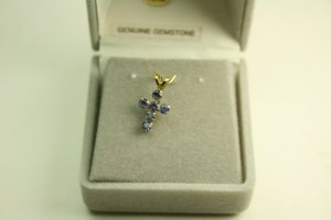 10KT Gold Gemstone Cross Pendant