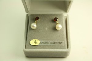 14KT Gold Pearl and Gemstone Earrings