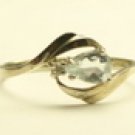 Ladies 10k White Gold Ring, Aquamarine & Diamond
