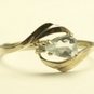 Ladies 10k White Gold Ring, Aquamarine & Diamond