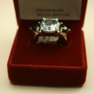 Ladies Sterling Silver Ring with Rhodium plating, Blue Topaz & Sapphires