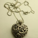 Vintage Mexican Sterling Silver Heart Charm Pendant Locket with Necklace