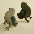 Mexico Sterling Silver Earrings, Cute Chicks with abalone, Screwback