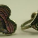 Mexico Sterling Abalone Heart Earrings, Screwback