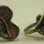 Mexico Sterling Abalone Heart Earrings, Screwback