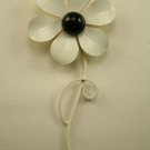 Weiss metal enamel flower pin, black white Daisy