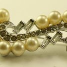 Vintage Marvella Rhinestones Faux Pearls Pin