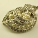 Vintage Ledo Pin with Rhinestones & Faux Pearls