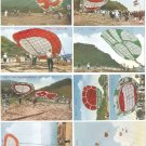 Set of 8 Antique JAPAN Japanese Postcards w/ Folder Huge Kites #EC47