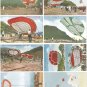 Set of 8 Antique JAPAN Japanese Postcards w/ Folder Huge Kites #EC47