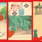 1935 Set of 2 JAPAN Japanese Postcards w/ Folder Woodblock Print Shrine #EAW31