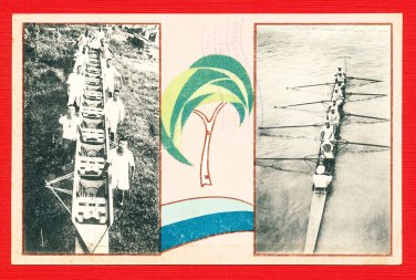 Antique JAPAN Japanese Postcard Boat Regatta KYOTO NATIONAL UNIVERSITY #EO24