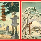 Set of 2 Antique JAPAN Japanese Art Postcards Woodblock Prints NIKKO Pagoda #EAW77 Set of 2 Antique JAPAN Japanese Art Postcards Woodblock Prints NIKKO Pagoda #EAW77