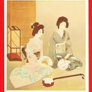 Antique JAPAN Japanese Art Artist Postcard Geisha Shamisen #EA166