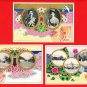 1925 Set of 3 JAPAN Japanese Art Nouveau Postcards Emperor Taisho Silver Wedding Anniversary #EE19