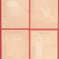 1900s Set of 4 Antique JAPAN Japanese Art postcards Mt. Fuji Sunrise Big Wave Boat Flower #EA204