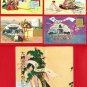 1935 Set of 4 JAPAN Japanese Art Postcards w/ Folder Samurai Exhibition #EOE16