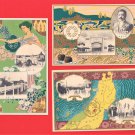 Set of 3 JAPAN Japanese Art Nouveau Postcards Exhibition Goddess Beauty Map #EOE17