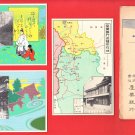 Set of 3 Antique JAPAN Japanese Advertising Art Nouveau Postcards w/ Folder Bank Map Nara #EOA57