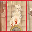 1908 Set of 3 Antique JAPAN Japanese Art Nouveau Postcards Violin Cock Hen Monkey #EA217
