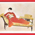 Antique JAPAN Japanese Art Artist Postcard Woman Beauty in Red Kimono #EA219