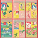 1906 Set of 6 JAPAN Japanese Art Nouveau Postcards w/ Folder Flowers Goddess Princess #EA222