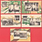 Set of 5 Antique JAPAN Japanese Art Nouveau Postcards Medical School Heart Flowers #EO31