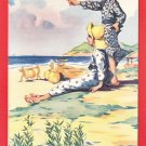 Antique JAPAN Japanese Art Artist Postcard Boys Sea Ocean Beach Summer #EA225