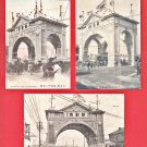 1906 JAPAN 3 Postcards Hand Colored Russo Japanese War Arch Gate of Triumph Nihonbashi Tokyo #EC74