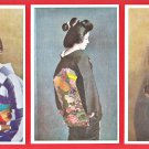 Antique JAPAN Japanese 3 Postcards Geisha Woman Beauty Kimono Obi #EG124