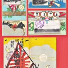1927 Set of 4 JAPAN Japanese Military Art Postcards Folder Army Maneuvers Emperor Showa #EM219