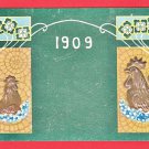 1909 JAPAN Japanese Art Nouveau Embossed Postcard Gold Hen Rooster Mosaic #EA253