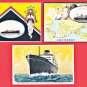 Set of 3 JAPAN Japanese Art Postcards O.S.K. Ocean Liner M.S. "SANTOS MARU" Ship Boat #ET9
