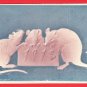 1912 JAPAN Japanese Embossed Art 2 Postcards Mouse Mice Boy Painter #EA262