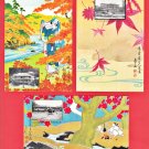 Set of 3 Antique JAPAN Japanese Advertising Art Postcards Hotel Spa Beauty Maple Leaves #EA266