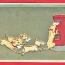 1910 JAPAN Japanese Art Postcard Dogs Puppies Red Post Mailbox New Year Card #EA279 1910 JAPAN Japanese Art Postcard Dogs Puppies Red Post Mailbox New Year Card #EA279