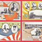 Antique JAPAN Japanese Military Propaganda Art 4 Postcards Army Maneuvers Emperor TAISHO #EM238