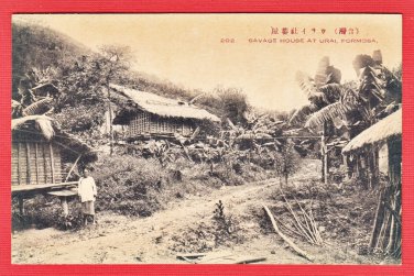Antique Postcard FORMOSA Taiwan Under Japanese Rule Wulai Woman Indigenous Houses #EF56