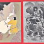 1906 JAPAN Art 2 Postcards Russo Japanese War Army Stamp God Deity Myth Dragon #EA298