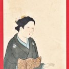 Antique JAPAN Japanese Hand Painting Original Art Postcard Woman Kimono Obi #EAH16