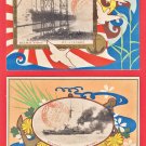 1912 JAPAN Japanese Art 2 Postcards Navy Battleship "Settsu" Launching #EM241