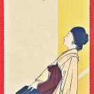 Antique JAPAN Japanese Art Postcard Woman Beauty Student School Girl Book #EA308